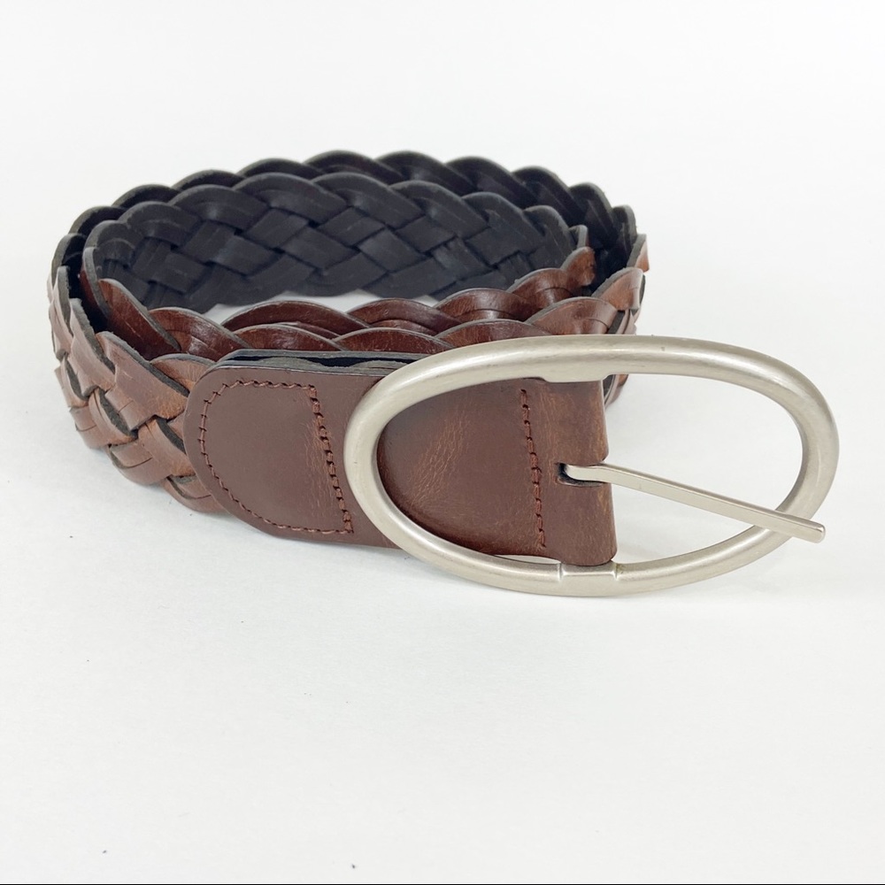 Brown Braided Leather Belt Sz S/M